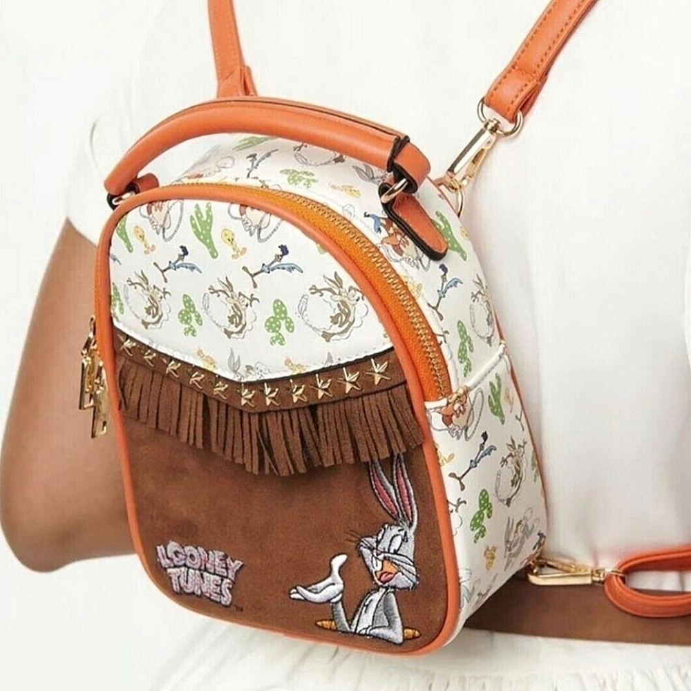Unique Vintage × Looney Tunes Merrie Melodies Mini Fringe Western Backpack, NWT